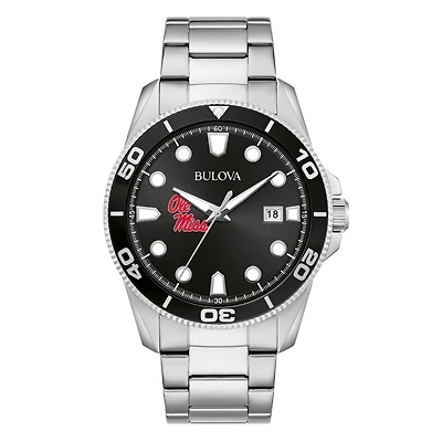 Men's Bulova Ole Miss Rebels Sport Stainless-Steel Bracelet Watch