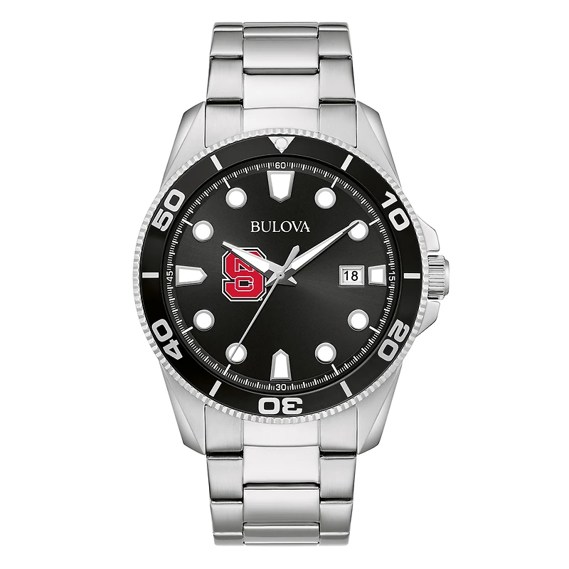 Men's Bulova NC State Wolfpack Sport Stainless-Steel Bracelet Watch