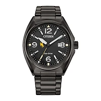 Men's Citizen Watch Black Wyoming Cowboys Eco-Drive Sport Casual Stainless Steel Black Dial Bracelet Watch