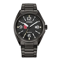 Men's Citizen Watch Black NC State Wolfpack Eco-Drive Sport Casual Stainless Steel Black Dial Bracelet Watch