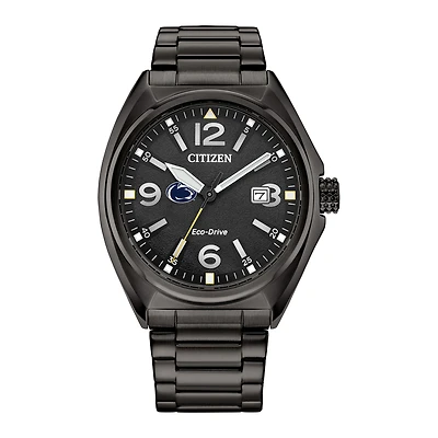 Men's Citizen Watch Black Penn State Nittany Lions Eco-Drive Sport Casual Stainless Steel Black Dial Bracelet Watch