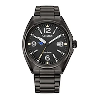 Men's Citizen Watch Black SMU Mustangs Eco-Drive Sport Casual Stainless Steel Black Dial Bracelet Watch