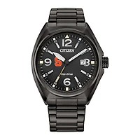 Men's Citizen Watch Black Syracuse Orange Eco-Drive Sport Casual Stainless Steel Black Dial Bracelet Watch