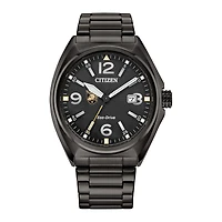 Men's Citizen Watch Black Army Black Knights Eco-Drive Sport Casual Stainless Steel Black Dial Bracelet Watch