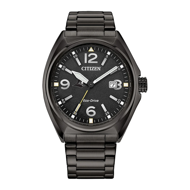 Men's Citizen Watch Black Providence Friars Eco-Drive Sport Casual Stainless Steel Black Dial Bracelet Watch