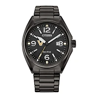 Men's Citizen Watch Black Vanderbilt Commodores Eco-Drive Sport Casual Stainless Steel Black Dial Bracelet Watch