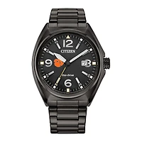 Men's Citizen Watch Black Clemson Tigers Eco-Drive Sport Casual Stainless Steel Black Dial Bracelet Watch