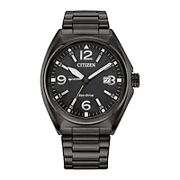 Men's Citizen Watch Black UConn Huskies Eco-Drive Sport Casual Stainless Steel Black Dial Bracelet Watch