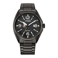 Men's Citizen Watch Black Florida State Seminoles Eco-Drive Sport Casual Stainless Steel Black Dial Bracelet Watch