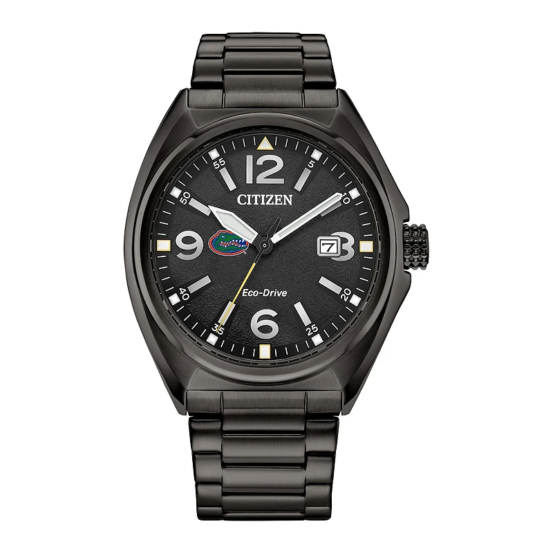 Men's Citizen Watch Black Florida Gators Eco-Drive Sport Casual Stainless Steel Black Dial Bracelet Watch