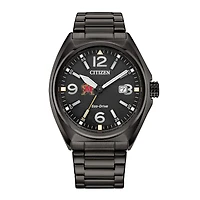 Men's Citizen Watch Black Maryland Terrapins Eco-Drive Sport Casual Stainless Steel Black Dial Bracelet Watch