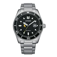 Men's Citizen Watch Silver Wyoming Cowboys Eco-Drive Sport Casual Stainless Black Dial Steel Watch
