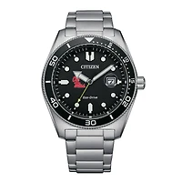 Men's Citizen Watch Silver Ole Miss Rebels Eco-Drive Sport Casual Stainless Black Dial Steel Watch