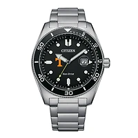 Men's Citizen Watch Silver Tennessee Volunteers Eco-Drive Sport Casual Stainless Black Dial Steel Watch