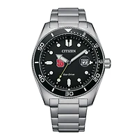 Men's Citizen Watch Silver NC State Wolfpack Eco-Drive Sport Casual Stainless Black Dial Steel Watch