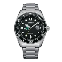 Men's Citizen Watch Silver Tulane Green Wave Eco-Drive Sport Casual Stainless Black Dial Steel Watch