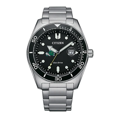 Men's Citizen Watch Silver Tulane Green Wave Eco-Drive Sport Casual Stainless Black Dial Steel Watch