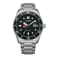 Men's Citizen Watch Silver Washington State Cougars Eco-Drive Sport Casual Stainless Black Dial Steel Watch