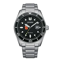 Men's Citizen Watch Silver Syracuse Orange Eco-Drive Sport Casual Stainless Black Dial Steel Watch