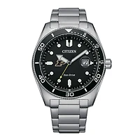 Men's Citizen Watch Silver Purdue Boilermakers Eco-Drive Sport Casual Stainless Black Dial Steel Watch