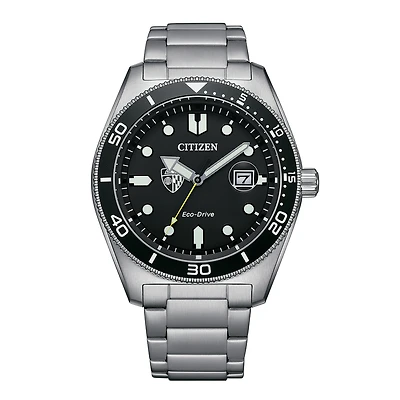 Men's Citizen Watch Silver Johns Hopkins Blue Jays Eco-Drive Sport Casual Stainless Black Dial Steel Watch