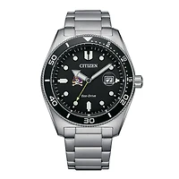 Men's Citizen Watch Silver ECU Pirates Eco-Drive Sport Casual Stainless Black Dial Steel Watch