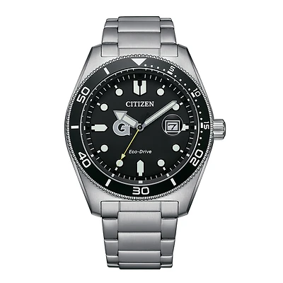 Men's Citizen Watch Silver Georgetown Hoyas Eco-Drive Sport Casual Stainless Black Dial Steel Watch