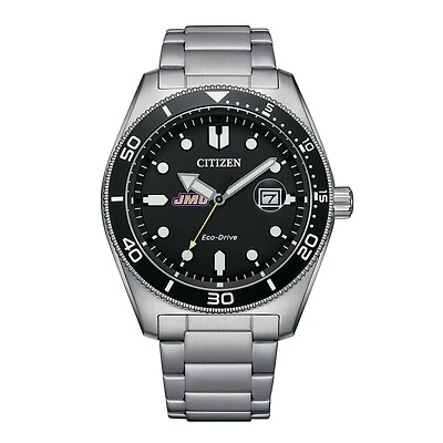 Men's Citizen Watch Silver James Madison Dukes Eco-Drive Sport Casual Stainless Black Dial Steel Watch