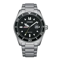 Men's Citizen Watch Silver James Madison Dukes Eco-Drive Sport Casual Stainless Black Dial Steel Watch