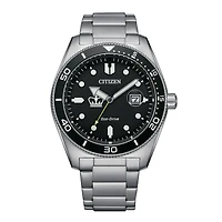 Men's Citizen Watch Silver Columbia University Eco-Drive Sport Casual Stainless Black Dial Steel Watch
