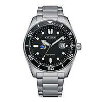 Men's Citizen Watch Silver Kansas Jayhawks Eco-Drive Sport Casual Stainless Black Dial Steel Watch