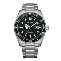 Men's Citizen Watch Silver Michigan State Spartans Eco-Drive Sport Casual Stainless Black Dial Steel Watch