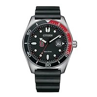 Men's Citizen Watch Black Stanford Cardinal Eco-Drive Sport Casual Black Dial Watch w/Polyurethane Strap