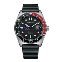 Men's Citizen Watch Black Washington Huskies Eco-Drive Sport Casual Black Dial Watch w/Polyurethane Strap