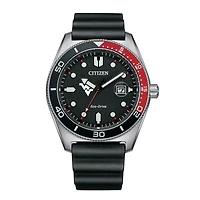 Men's Citizen Watch Black West Virginia Mountaineers Eco-Drive Sport Casual Black Dial Watch w/Polyurethane Strap