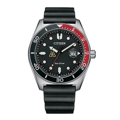Men's Citizen Watch Black Appalachian State Mountaineers Eco-Drive Sport Casual Black Dial Watch w/Polyurethane Strap