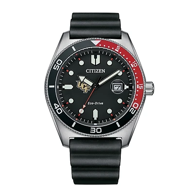 Men's Citizen Watch Black UCF Knights Eco-Drive Sport Casual Black Dial Watch w/Polyurethane Strap