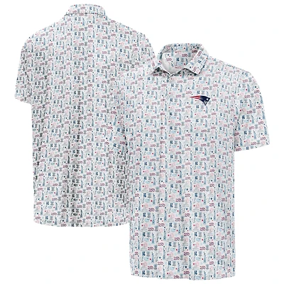 Men's Antigua White New England Patriots America 250 Freedom Desert Dry Polo