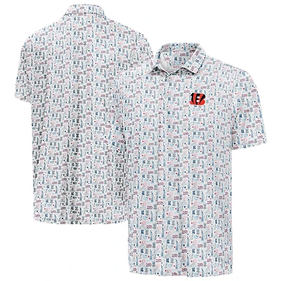 Men's Antigua White Cincinnati Bengals America 250 Freedom Desert Dry Polo