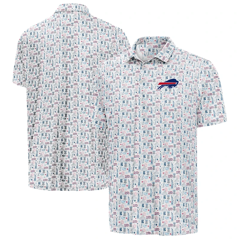 Men's Antigua White Buffalo Bills America 250 Freedom Desert Dry Polo
