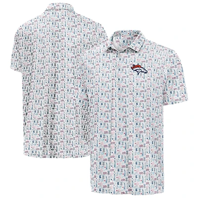 Men's Antigua White Denver Broncos America 250 Freedom Desert Dry Polo