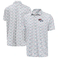 Men's Antigua White Denver Broncos America 250 Freedom Desert Dry Polo