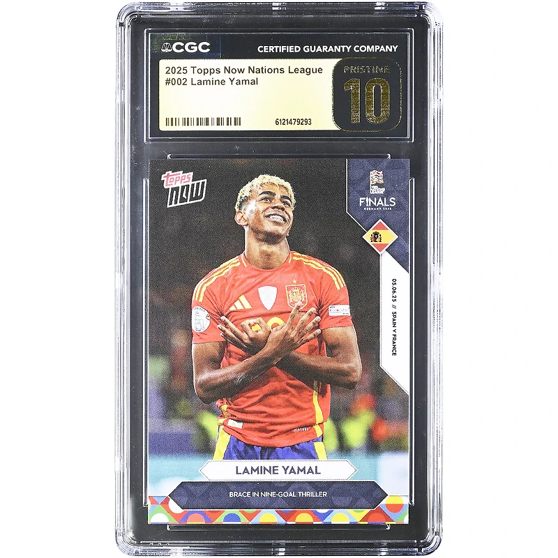 Lamine Yamal Spain National Team 2025 Topps Now FC Nations League Brace in Nine-Goal Thriller #2 CGC Authenticated PRISTINE 10 Card