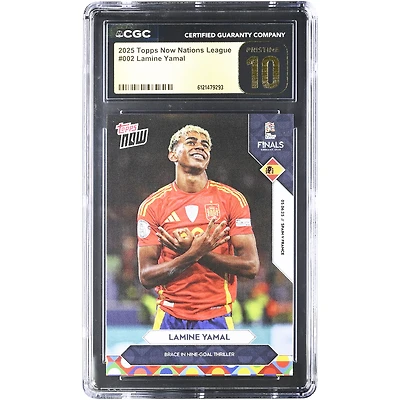 Lamine Yamal Spain National Team 2025 Topps Now FC Nations League Brace in Nine-Goal Thriller #2 CGC Authenticated PRISTINE 10 Card