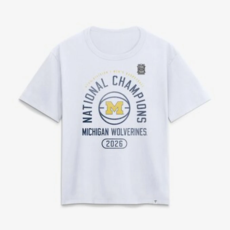 Women's White Michigan Wolverines 2026 NCAA Men's Basketball National Champions Fast Break T-Shirt