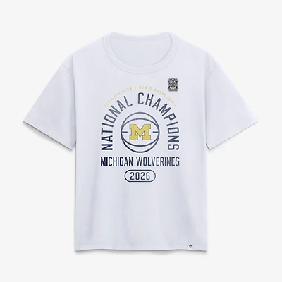 Women's White Michigan Wolverines 2026 NCAA Men's Basketball National Champions Fast Break T-Shirt