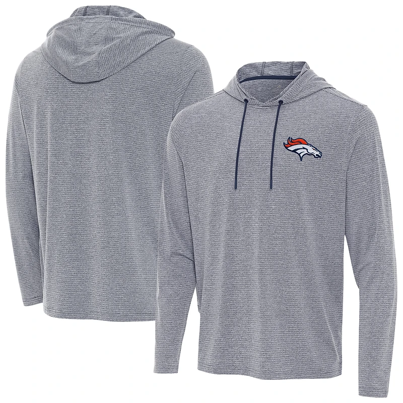 Men's Antigua Heather Navy Denver Broncos Changeover Hoodie