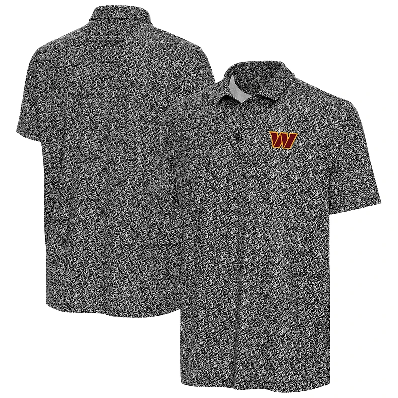 Men's Antigua Black Washington Commanders Botanic Polo