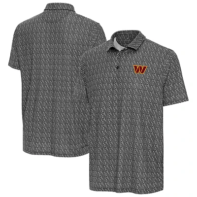 Men's Antigua Black Washington Commanders Botanic Polo