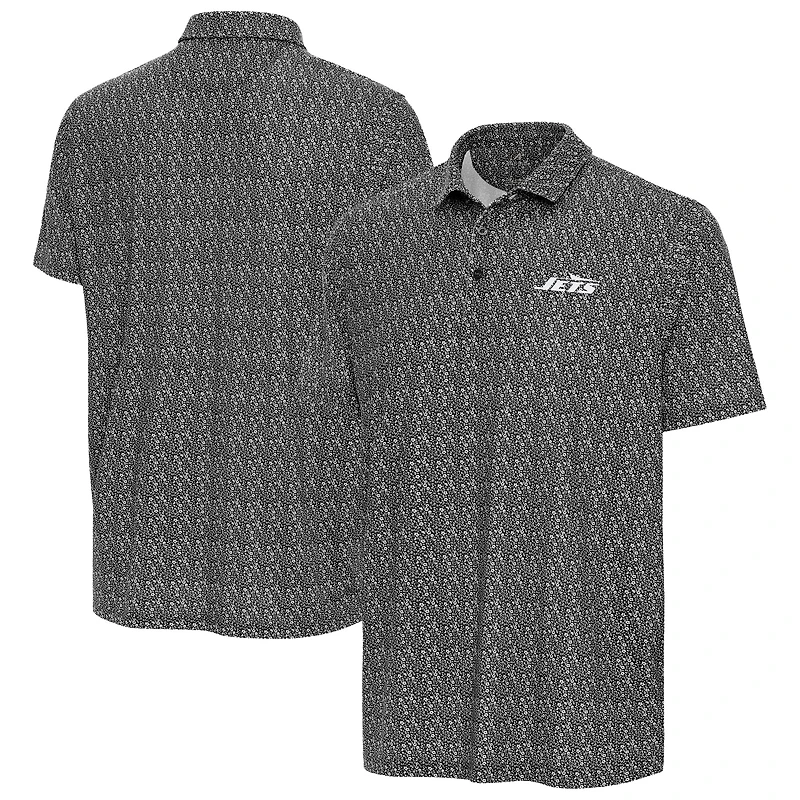 Men's Antigua Black New York Jets Botanic Polo